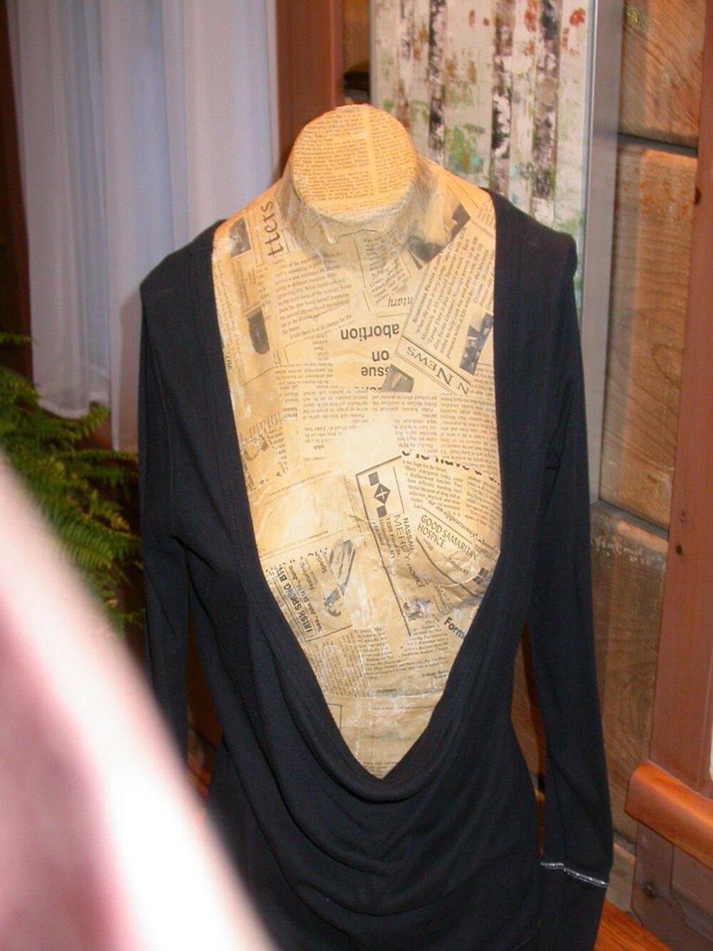 Black Deep V Cowl Neck Shirt